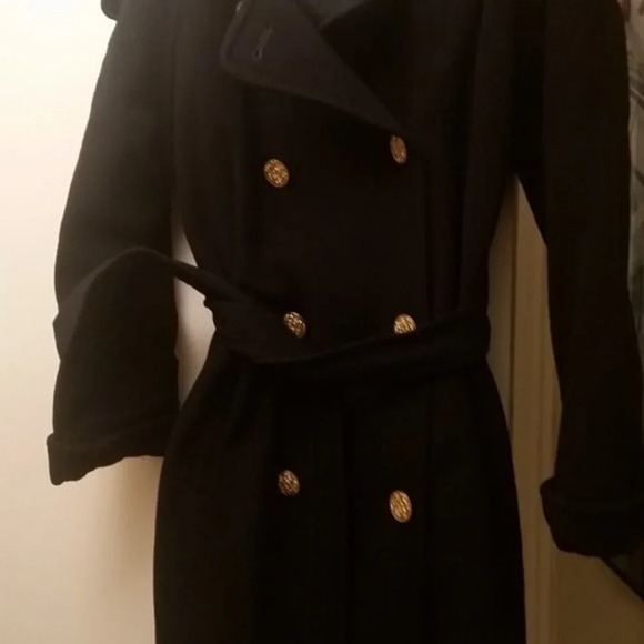 Albert Nipon Black Wool Pea Coat - Picture 3 of 16